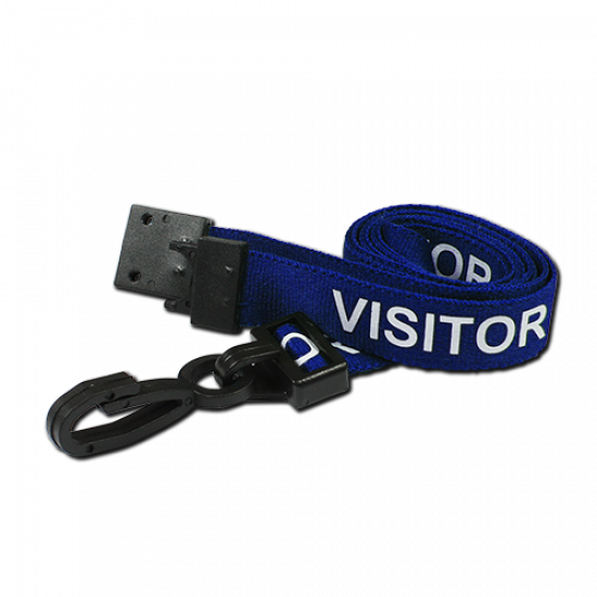 Pre-Printed Visitor Lanyards with Plastic J Clip (Pack of 100)