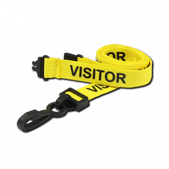 Pre-Printed Visitor Lanyards with Plastic J Clip (Pack of 100)