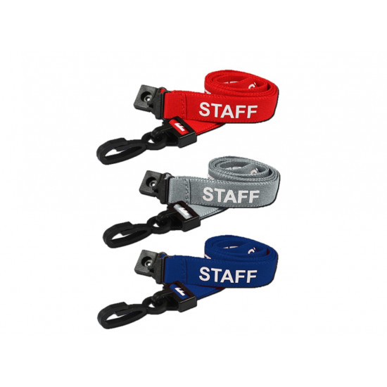 Pre-Printed Staff Lanyards with Plastic J Clip (Pack of 100)