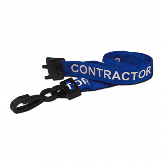 Pre-Printed Contractor Lanyards with Plastic J Clip (Pack of 100)