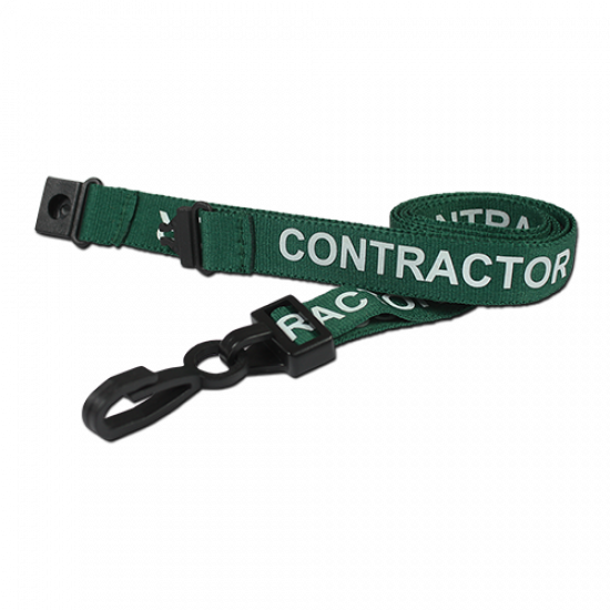 Pre-Printed Contractor Lanyards with Plastic J Clip (Pack of 100)