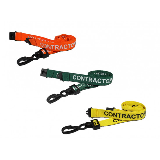 Pre-Printed Contractor Lanyards with Plastic J Clip (Pack of 100)