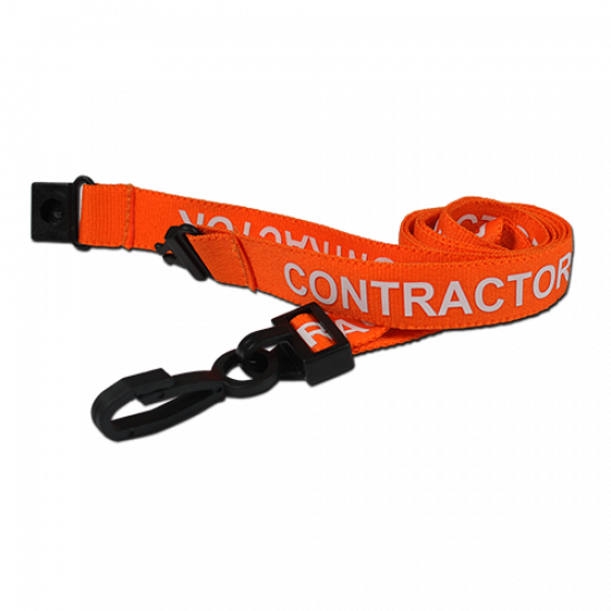 Pre-Printed Contractor Lanyards with Plastic J Clip (Pack of 100)