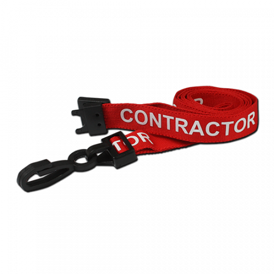 Pre-Printed Contractor Lanyards with Plastic J Clip (Pack of 100) Pre-Printed Contractor Lanyards with Plastic J Clip (Pack of 100)