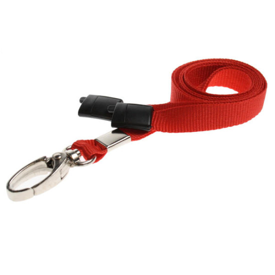 Red Breakaway 10mm Lanyards with Metal Lobster Clip (Pack of 100)