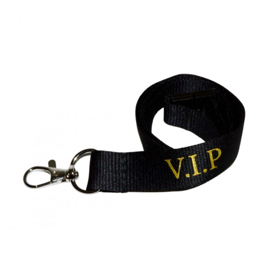 Metallic VIP Black Lanyards with Metal Clip (Pack of 100)