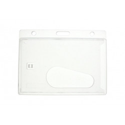 Enclosed Rigid Clear ID Card Holders with Thumb Slot - Horizontal (Pack of 100)