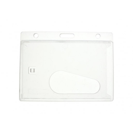 Enclosed Rigid Clear ID Card Holders with Thumb Slot - Horizontal (Pack of 100)