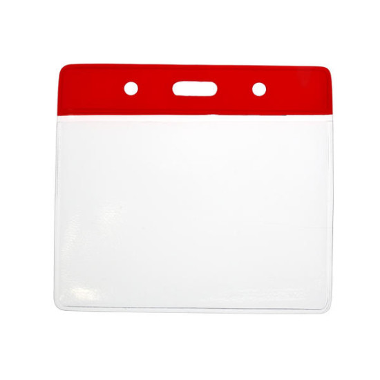 Red Flexible Wallet Visitor Pass Holders 100 x 80mm -  (Pack of 100)